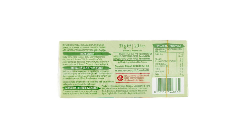 Infuso Scorze D'arancia, Limone E Lime Biologico 20 Filtri 37 G