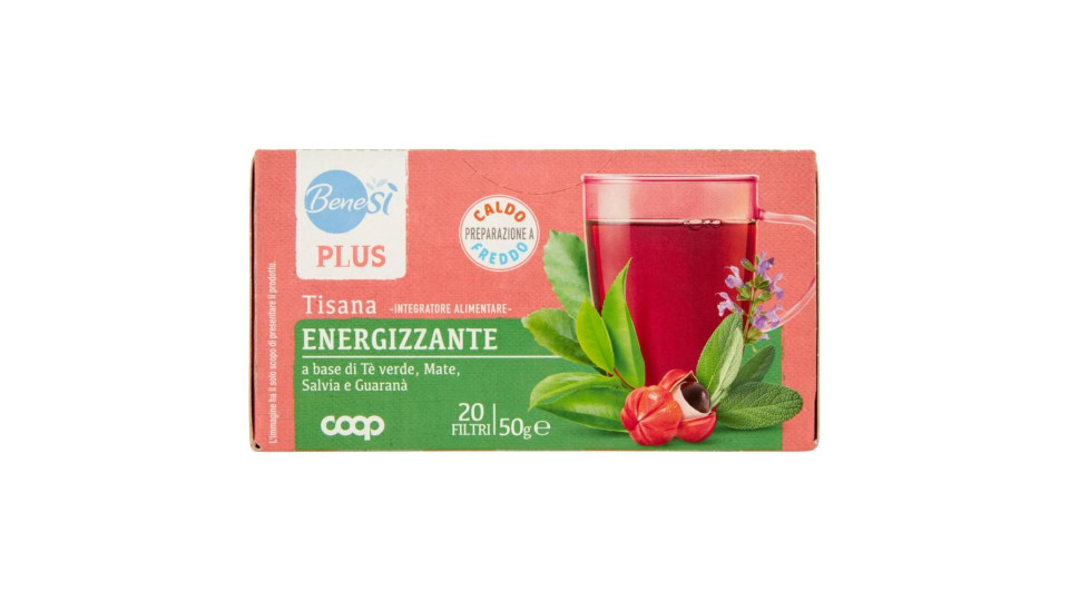 Plus Tisana Energizzante A Base Di Tè Verde, Mate, Salvia E Guaranà 20 Filtri 50 G