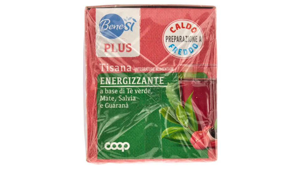 Plus Tisana Energizzante A Base Di Tè Verde, Mate, Salvia E Guaranà 20 Filtri 50 G