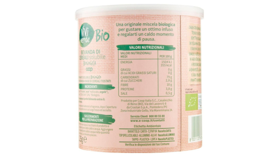 Bevanda Di Cereali Solubile Biologica 125 G