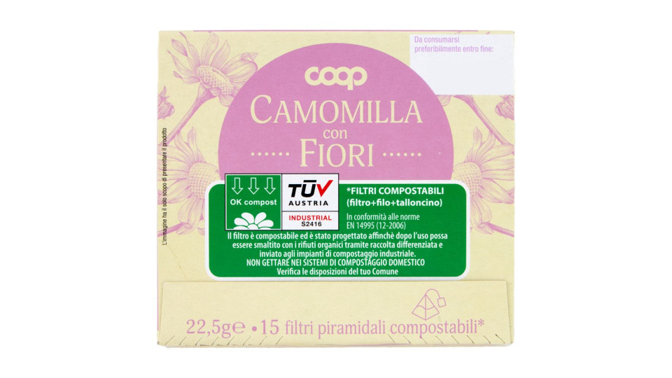 Camomilla Con Fiori 15 Filtri Piramidali Compostabili* 22,5 G