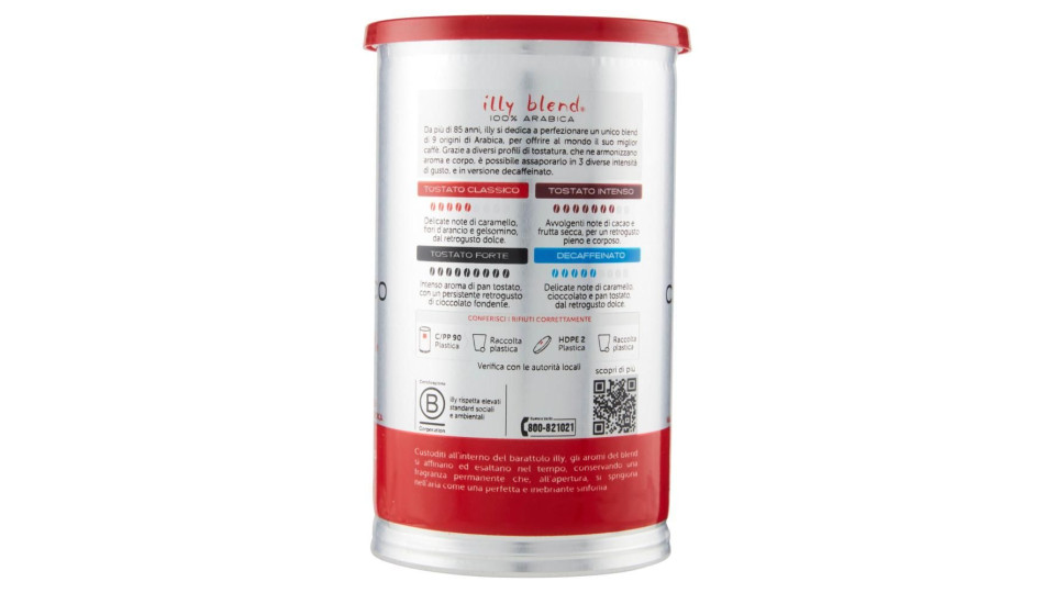 Illy Tostato Classico Caffè Macinato Ideale Per Moka 185 G