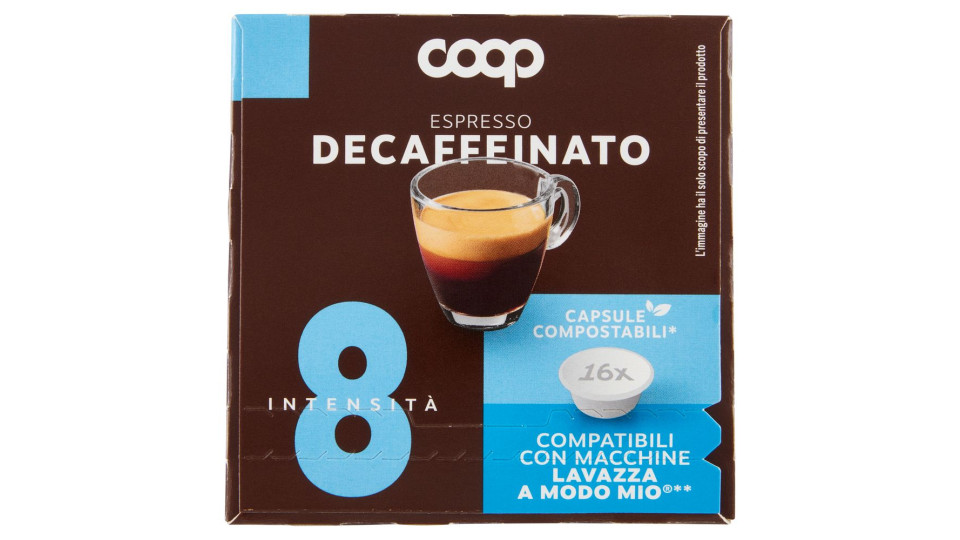 Caffè Espresso Decaffeinato 16 Capsule Compostabili* Compatibili Macchine Lavazza A Modo Mio** 120 G