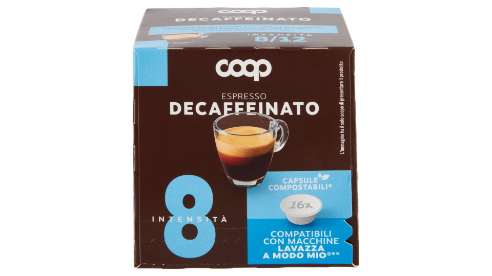 Caffè Espresso Decaffeinato 16 Capsule Compostabili* Compatibili Macchine Lavazza A Modo Mio** 120 G