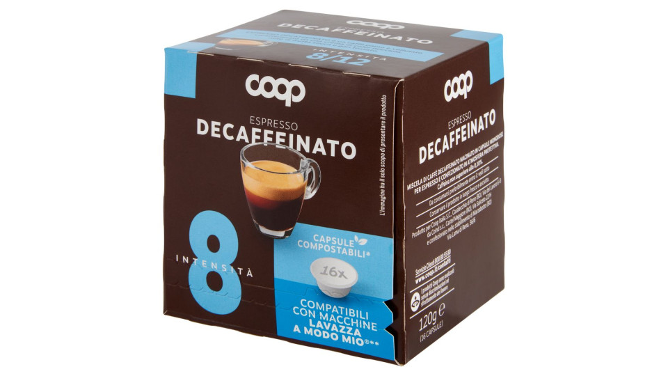 Caffè Espresso Decaffeinato 16 Capsule Compostabili* Compatibili Macchine Lavazza A Modo Mio** 120 G