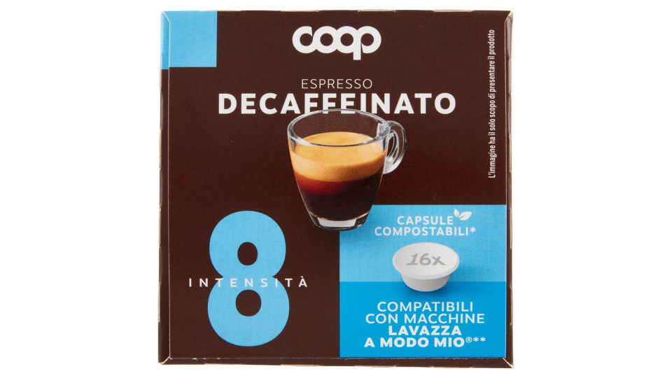 Caffè Espresso Decaffeinato 16 Capsule Compostabili* Compatibili Macchine Lavazza A Modo Mio** 120 G