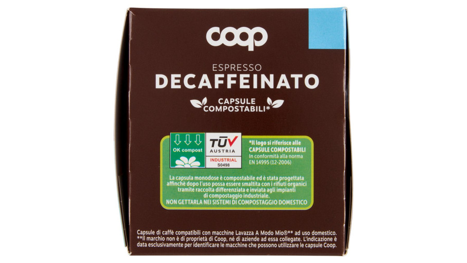 Caffè Espresso Decaffeinato 16 Capsule Compostabili* Compatibili Macchine Lavazza A Modo Mio** 120 G