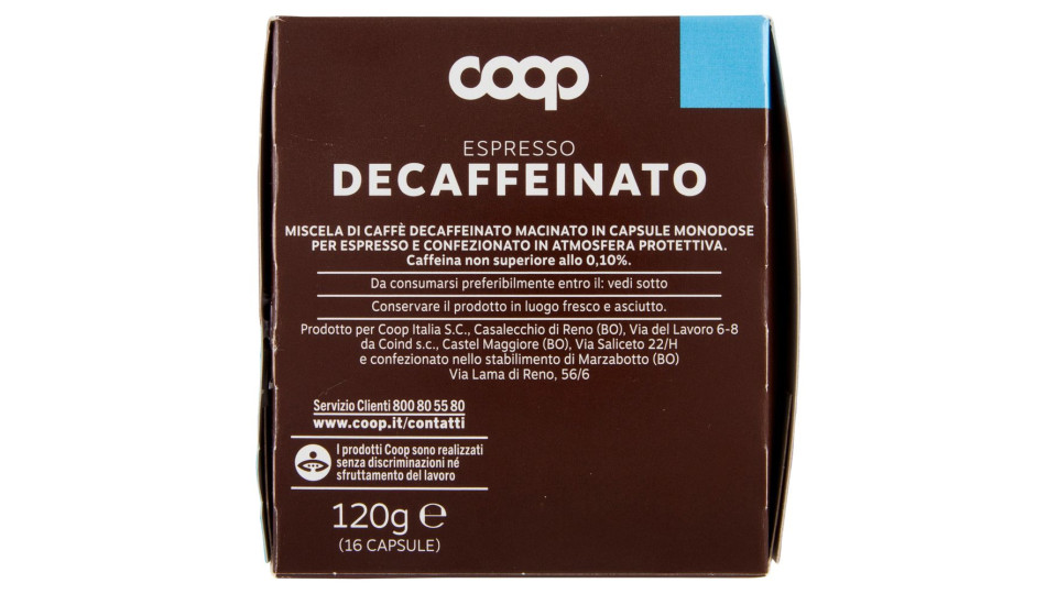 Caffè Espresso Decaffeinato 16 Capsule Compostabili* Compatibili Macchine Lavazza A Modo Mio** 120 G