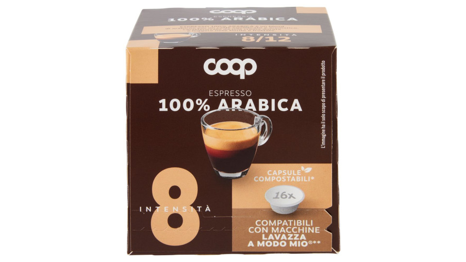 Caffè Espresso 100% Arabica 16 Capsule Compostabili* Compatibili Macchine Lavazza A Modo Mio** 120 G