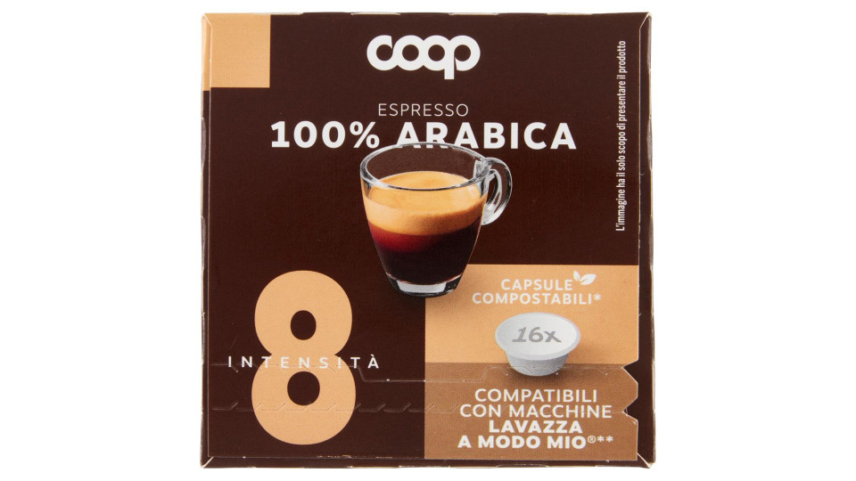 Caffè Espresso 100% Arabica 16 Capsule Compostabili* Compatibili Macchine Lavazza A Modo Mio** 120 G