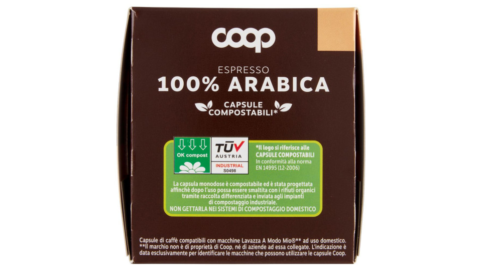 Caffè Espresso 100% Arabica 16 Capsule Compostabili* Compatibili Macchine Lavazza A Modo Mio** 120 G