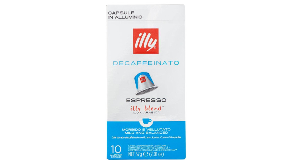 Illy Decaffeinato Espresso 10 Capsule Compatibili Con Le Macchine Nespresso* 57 G