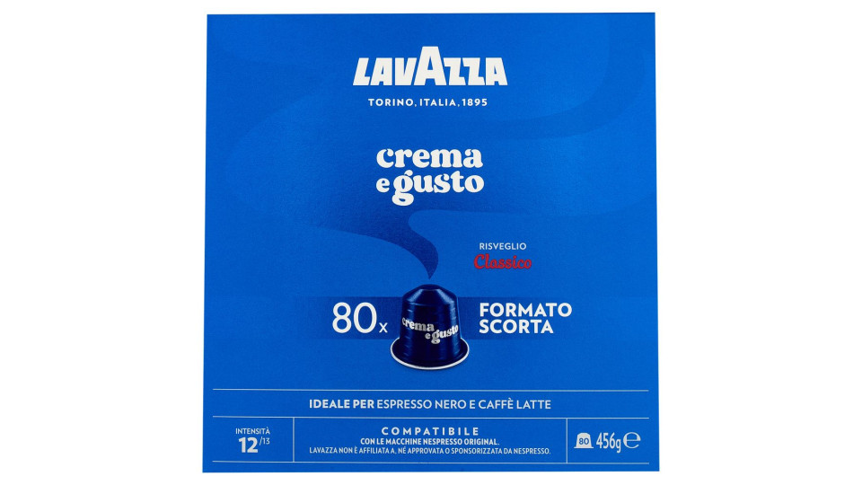 Lavazza Crema E Gusto Classico Compatibile Con Nespresso Original 80 Capsule 456 G