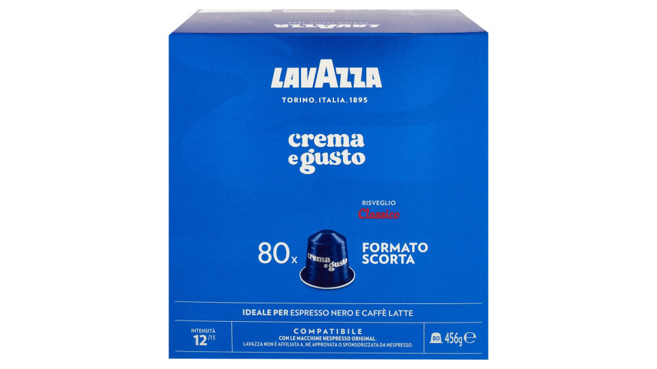 Lavazza Crema E Gusto Classico Compatibile Con Nespresso Original 80 Capsule 456 G