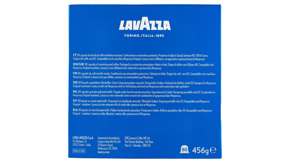 Lavazza Crema E Gusto Classico Compatibile Con Nespresso Original 80 Capsule 456 G