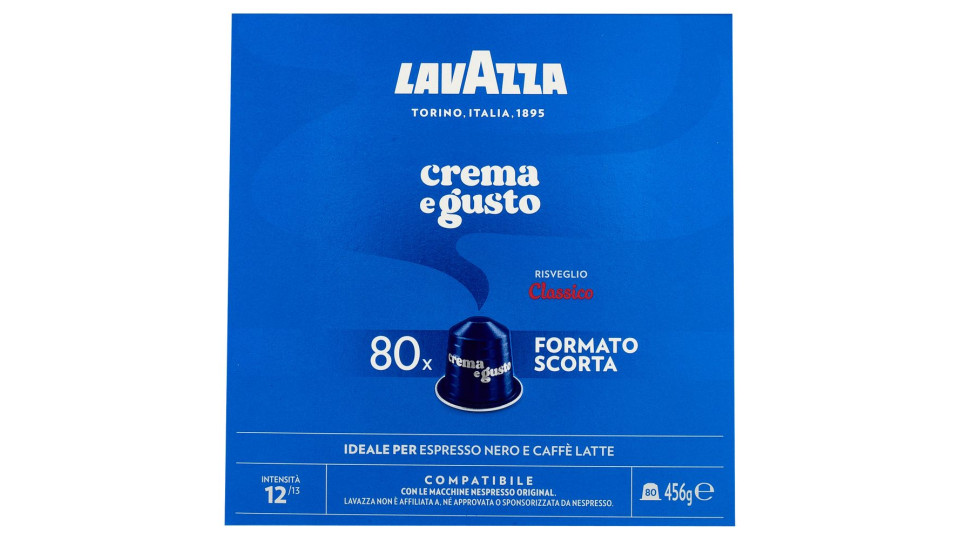 Lavazza Crema E Gusto Classico Compatibile Con Nespresso Original 80 Capsule 456 G