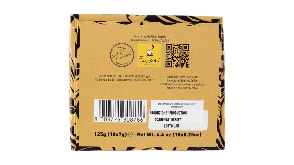 Filicori Zecchini Caffè In Cialde Carta Biodegradabili Compostabili Classico 18 X 7 G