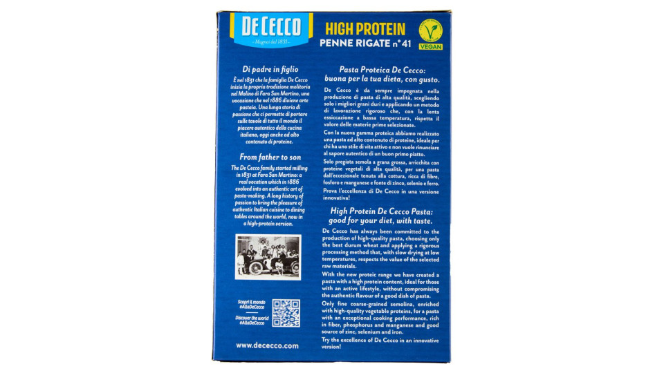 De Cecco High Protein Penne Rigate N° 41 400 G