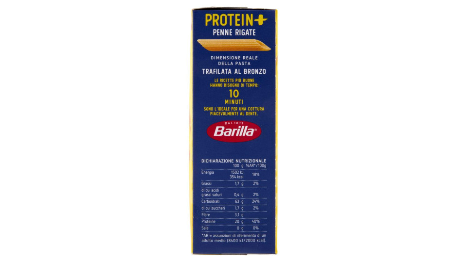 Barilla Protein+ Penne Rigate, Pasta Ricca Di Proteine Di Origine Vegetale, 400 G