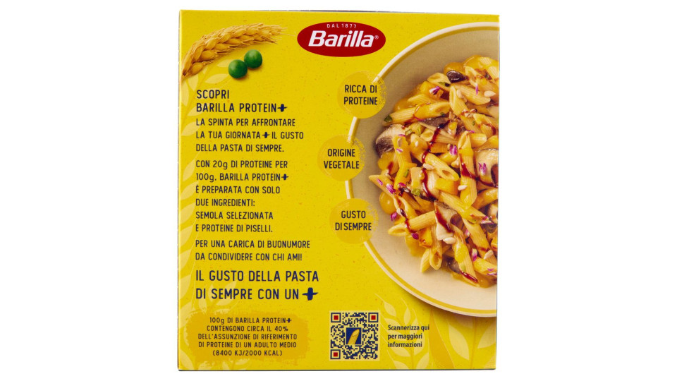 Barilla Protein+ Penne Rigate, Pasta Ricca Di Proteine Di Origine Vegetale, 400 G