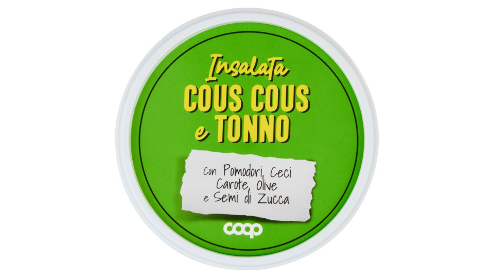Insalata Cous Cous E Tonno Con Pomodori, Ceci, Carote, Olive E Semi Di Zucca 200 G