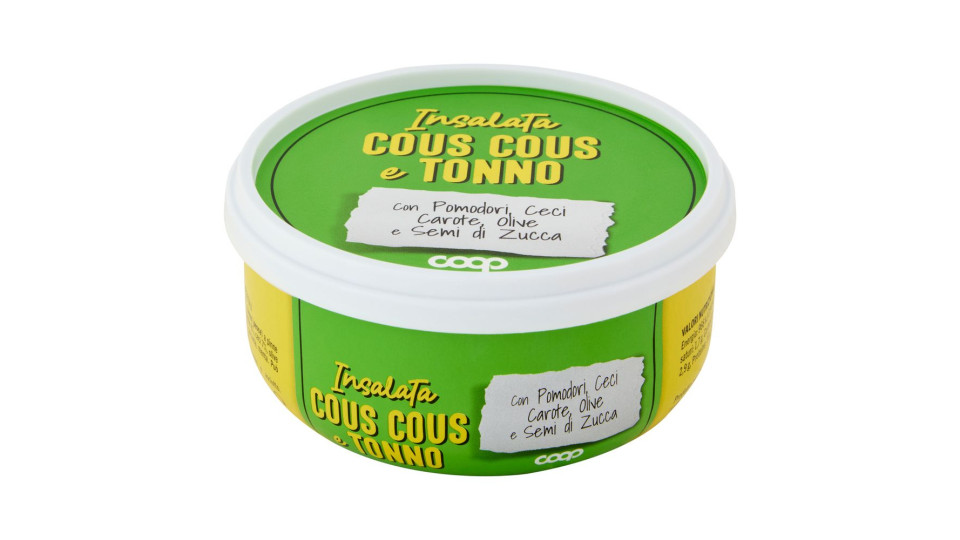 Insalata Cous Cous E Tonno Con Pomodori, Ceci, Carote, Olive E Semi Di Zucca 200 G