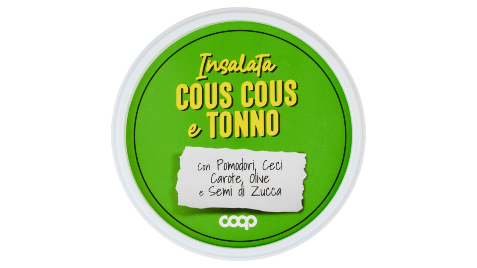 Insalata Cous Cous E Tonno Con Pomodori, Ceci, Carote, Olive E Semi Di Zucca 200 G