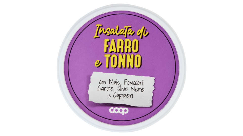 Insalata Di Farro E Tonno Con Mais, Pomodori, Carote, Olive Nere E Capperi 200 G