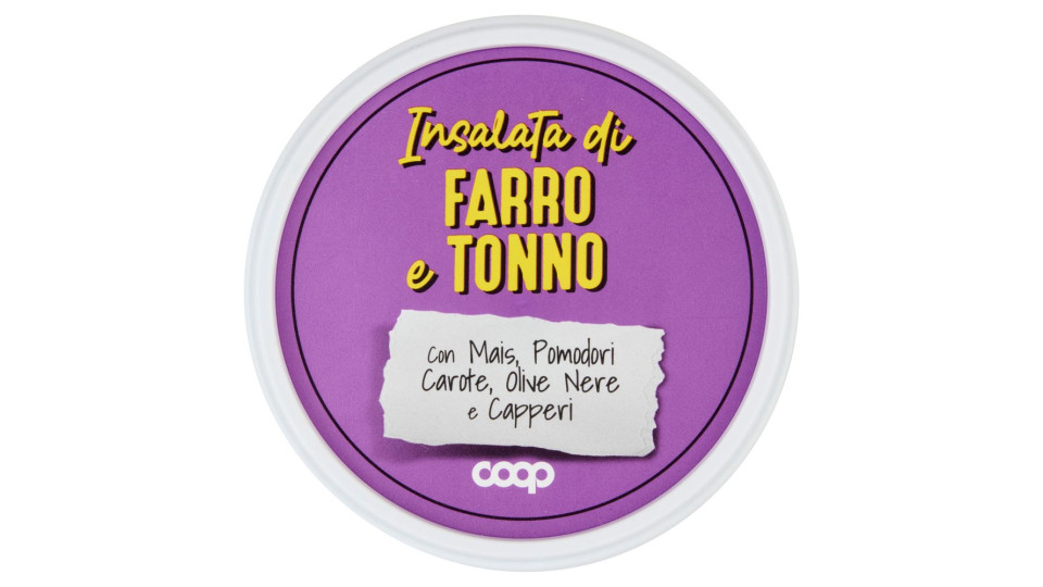 Insalata Di Farro E Tonno Con Mais, Pomodori, Carote, Olive Nere E Capperi 200 G
