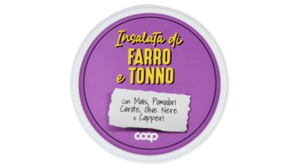 Insalata Di Farro E Tonno Con Mais, Pomodori, Carote, Olive Nere E Capperi 200 G