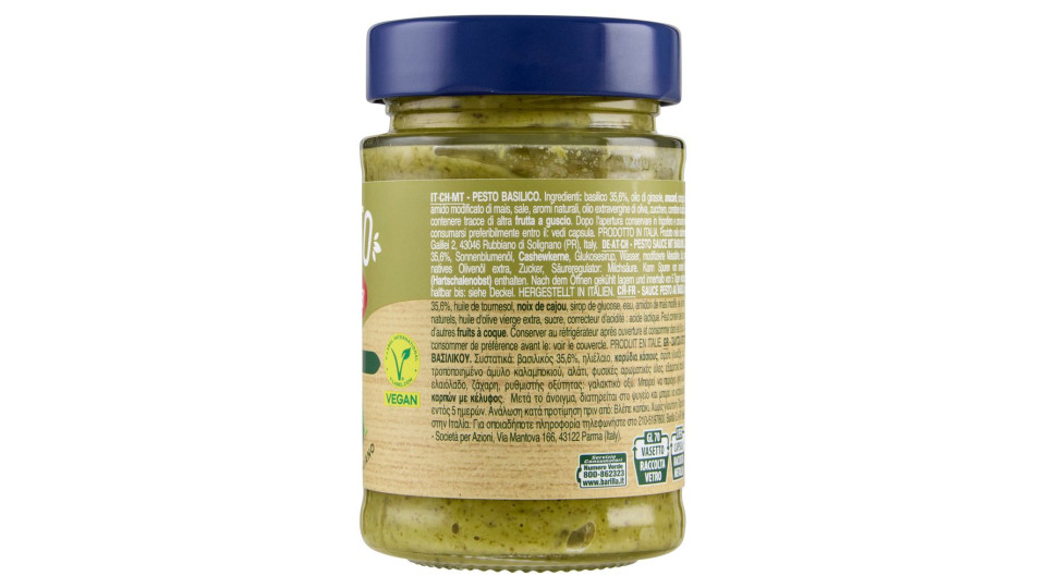 Barilla Pesto Genovese Vegan Condimento E Sugo Per Pasta 195 G