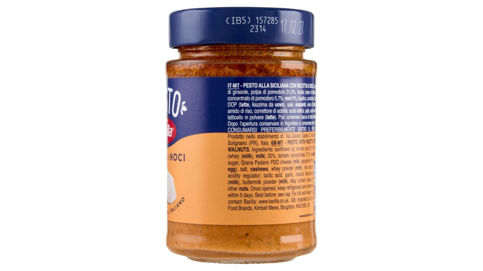 Barilla Pesto Ricotta E Noci Condimento E Sugo Per Pasta 190 G