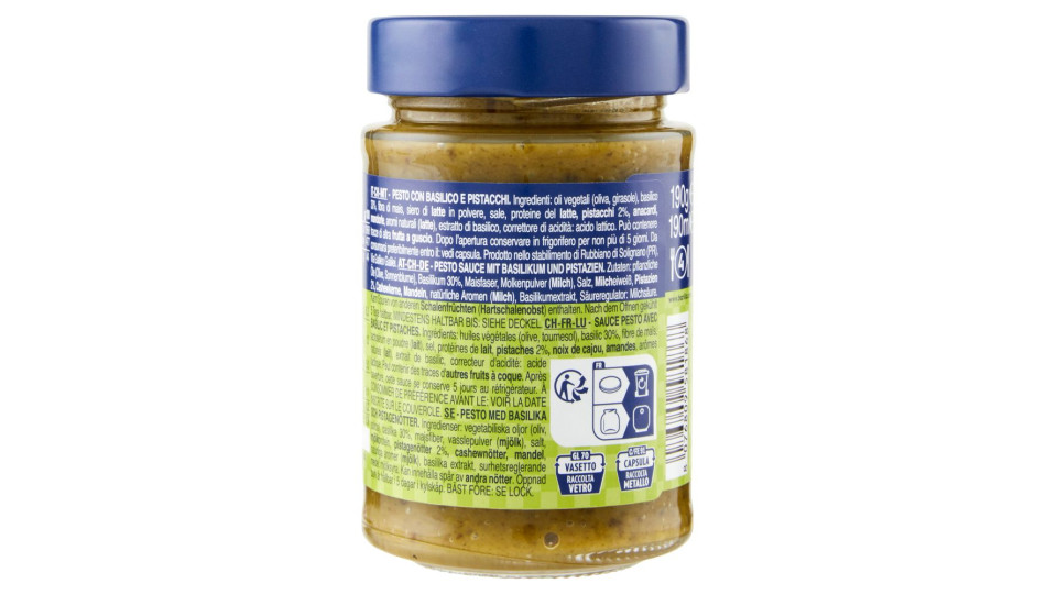 Barilla Pesto Basilico E Pistacchio Condimento E Sugo Per Pasta 190 G