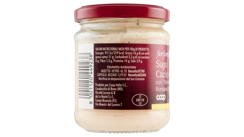 Sugo Cacio E Pepe Con 'pecorino Romano D.o.p.' 180 G