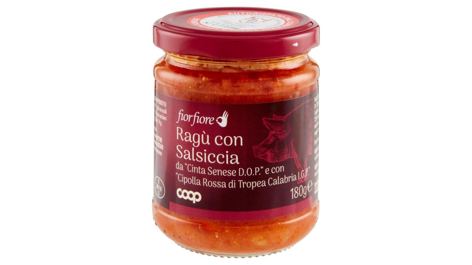 Ragù Con Salsiccia Da 'cinta Senese D.o.p.' E Con 'cipolla Rossa Di Tropea Calabria I.g.p.' 180 G