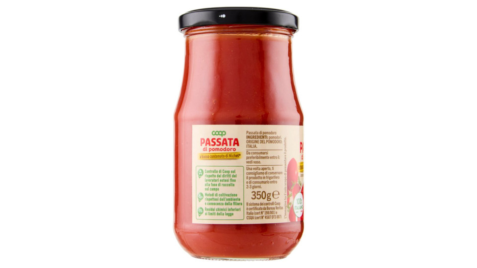 Passata Di Pomodoro 100% Italiano A Basso Contenuto Di Nichel 350 G