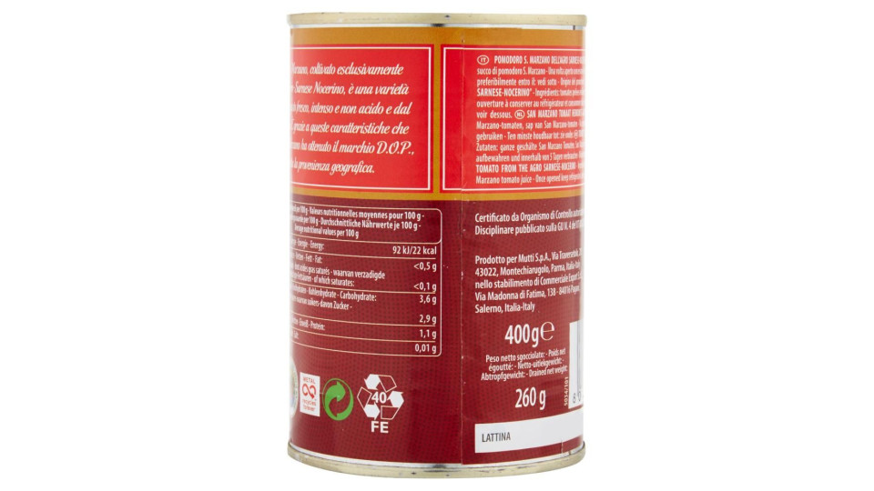 Mutti Pomodoro S. Marzano Dell'agro Sarnese-nocerino D.o.p. 400 G