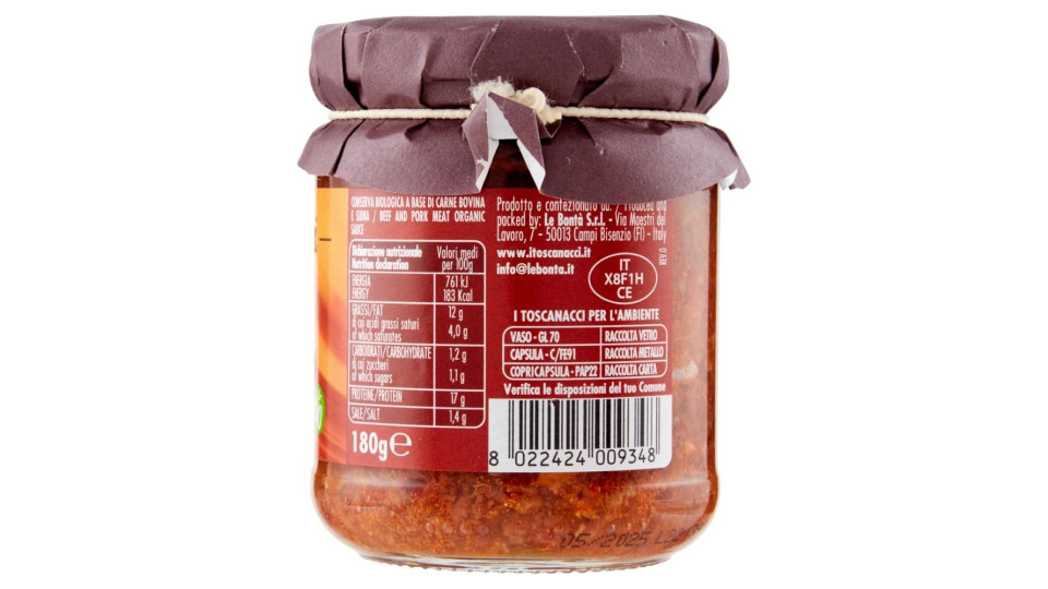 I Toscanacci Ragù Toscano Bio 180 G