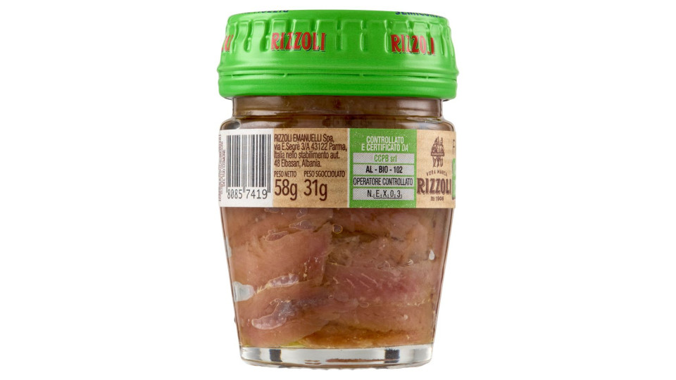 Rizzoli Filetti Di Alici In Olio Extra Vergine D'oliva Biologico 58 G