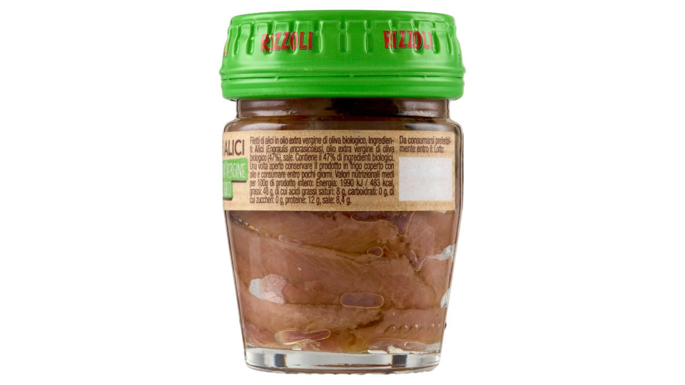 Rizzoli Filetti Di Alici In Olio Extra Vergine D'oliva Biologico 58 G