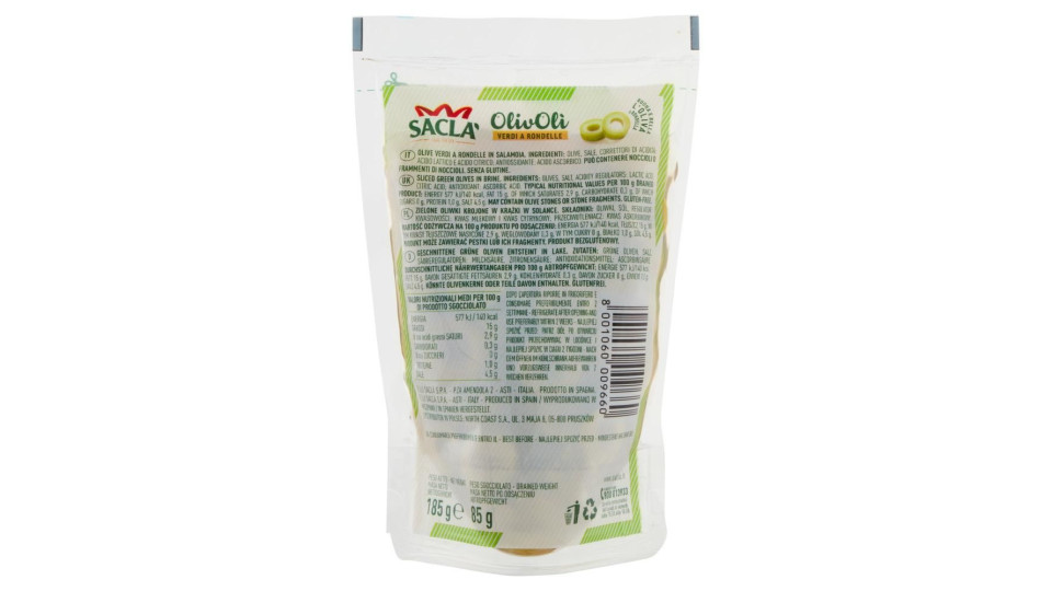 Saclà Olivolì Verdi Snocciolate 185 G