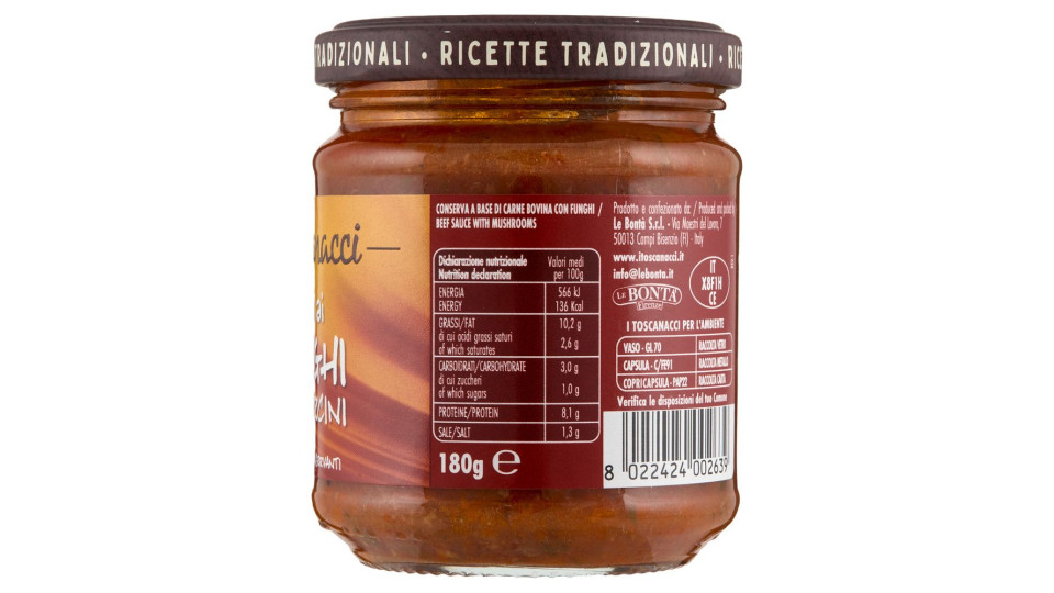 I Toscanacci Ragù Ai Funghi Con Porcini 180 G