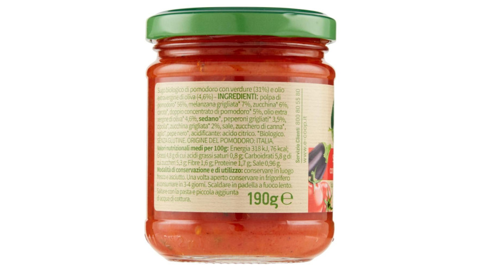 Sugo Di Pomodoro Con Verdure Biologico 190 G