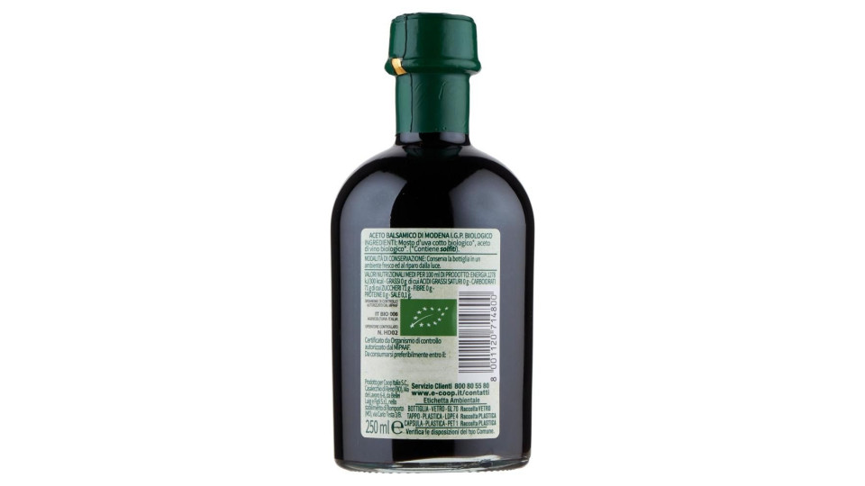 Aceto Balsamico Di Modena I.g.p. Biologico Alta Densità 250 Ml