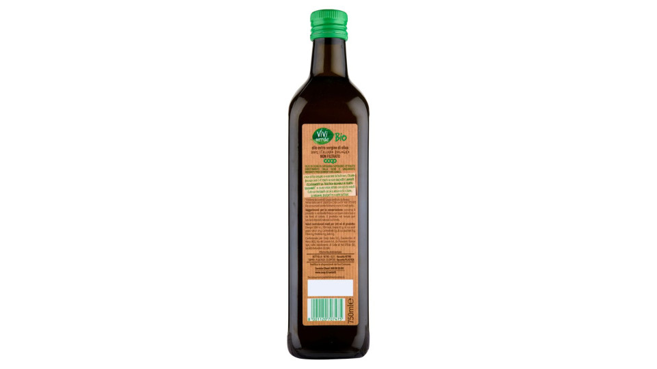 Olio Extra Vergine Di Oliva 100% Italiano Biologico Non Filtrato 750 Ml