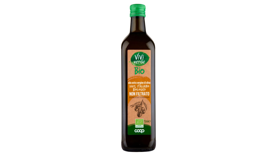Olio Extra Vergine Di Oliva 100% Italiano Biologico Non Filtrato 750 Ml