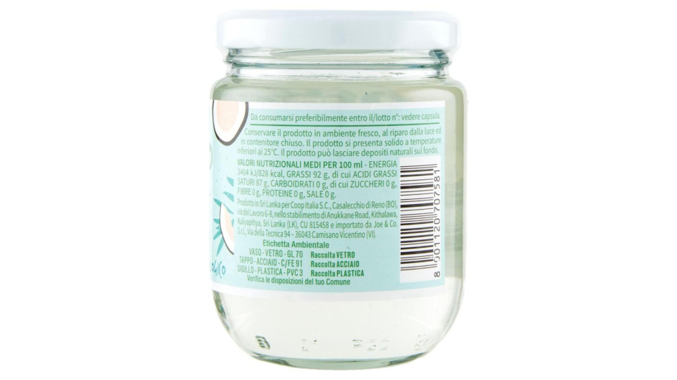 Olio Vergine Di Cocco Biologico 200 Ml