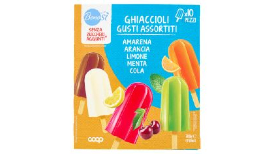 Ghiaccioli Gusti Assortiti Amarena, Arancia, Limone, Menta, Cola Senza Zuccheri Aggiunti* 10 X 75 Ml