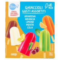 Ghiaccioli Gusti Assortiti Amarena, Arancia, Limone, Menta, Cola Senza Zuccheri Aggiunti* 10 X 75 Ml