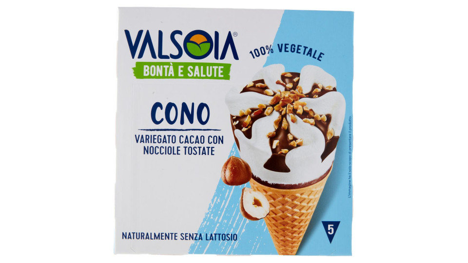Valsoia Bontà E Salute Cono Variegato Cacao Con Nocciole Tostate 5 X 75 G